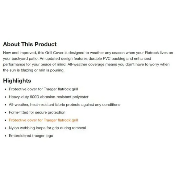 Traeger Flatrock Grill Cover BAC758. Heavy Duty Abrasion Resistant. New in Box - Picture 9 of 15